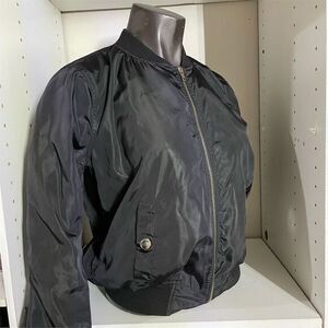 Better Be Women's Black Bomber Jacket Size M Full Zip with Pockets